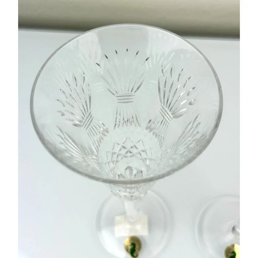 2 Waterford Crystal Millennium Wheat PROSPERITY Toasting Champagne Flutes 9.25" - Picture 4 of 16